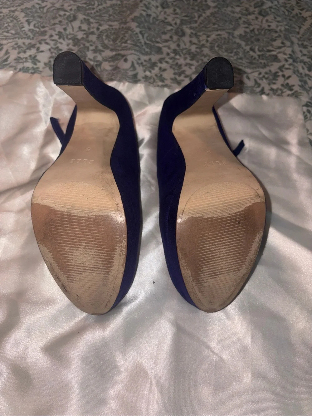 Elle Royal Blue Suede Platform Mary Jane Heels